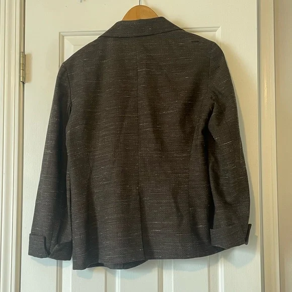 Lafayette 148 New York Brown Virgin Wool & Hemp Blend Blazer 0305 - Picture 2 of 4